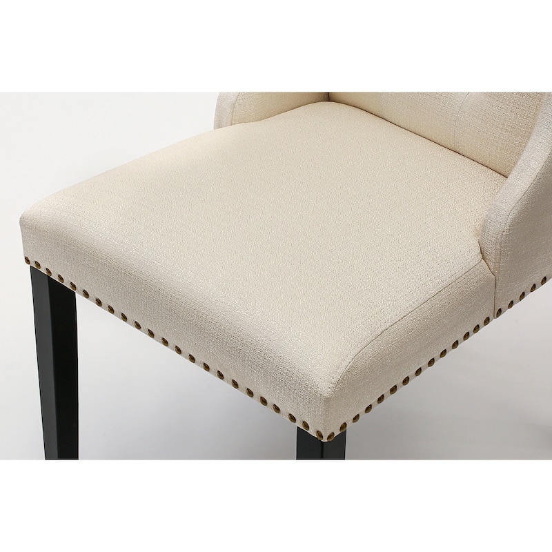 East West Furniture Parson Kitchen Chairs - Button Tufted Nailhead Upholstered Dining Chairs, Set of 2, (Finish & Upholstered)