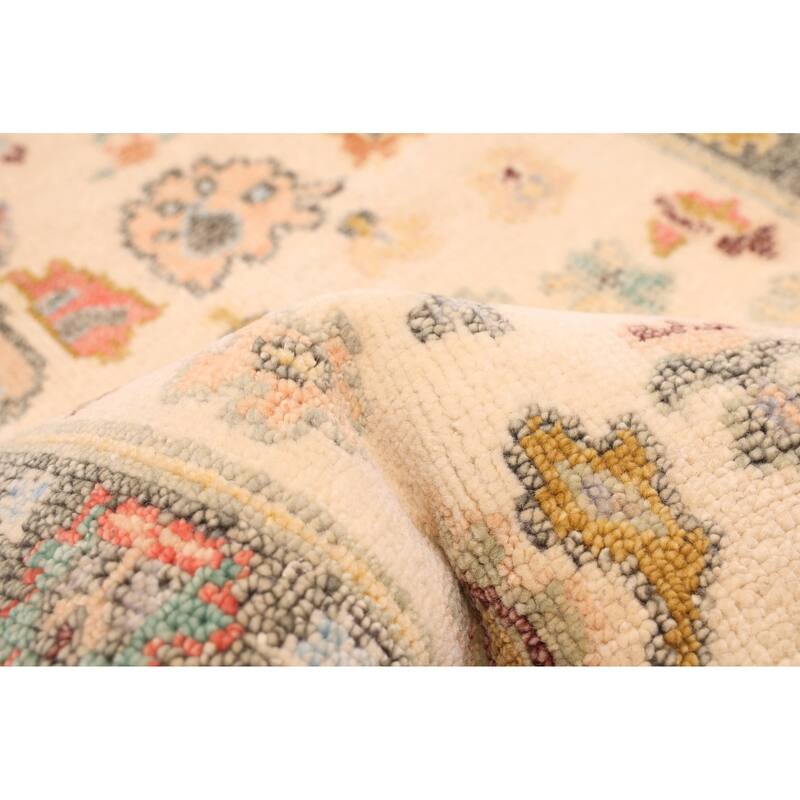 ECARPETGALLERY Hand-knotted Modern Oushak Cream Wool Rug - 2'6 x 11'8