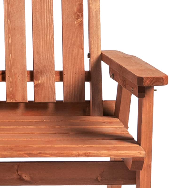 Patio Bench, Garden Bench With Middle Table And Umbrella Hole, Wooden Outdoor Bench For Patio, Porch, Poolside, Balcony
