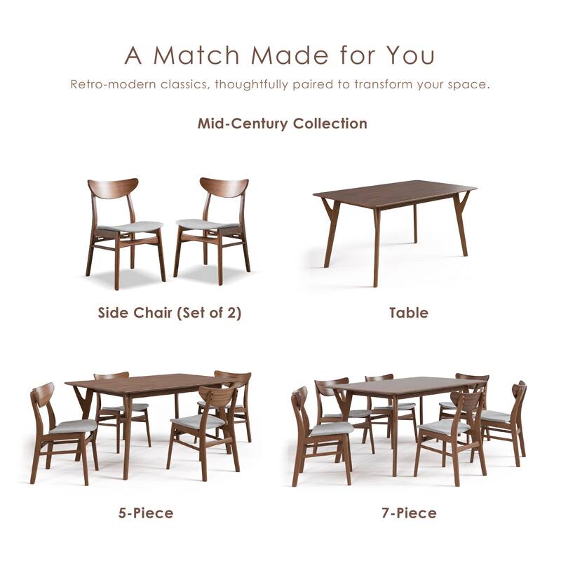 Furniture of America Beck Mid-century Walnut Padded Dining Chairs (Set of 2)
