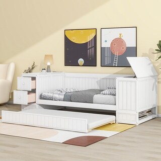 Space-optimized Design Wood Twin Size Daybed with Twin Trundle and ...