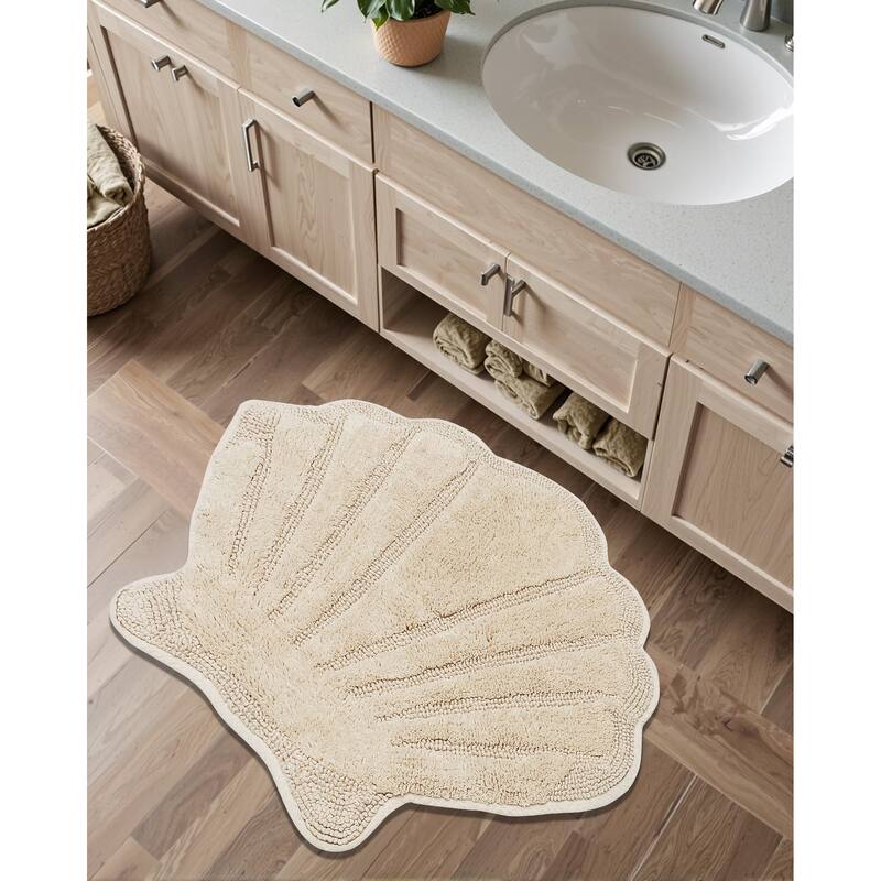 Better Trends Seashell Bath Rug 100% Cotton Absorbent Reversible Bathroom Mat Marilyn Collection
