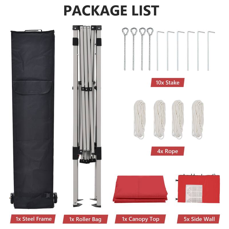 Ainfox 10x20 Heavy Duty Pop up Canopy Tent,Outdoor Shade Instant Folding Event Gazebo with Wheeled Bag