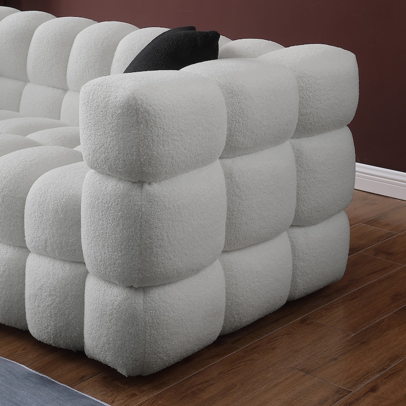 Wayna Modern Style Sofa, Sherpa Thick Cushion Double Sofa