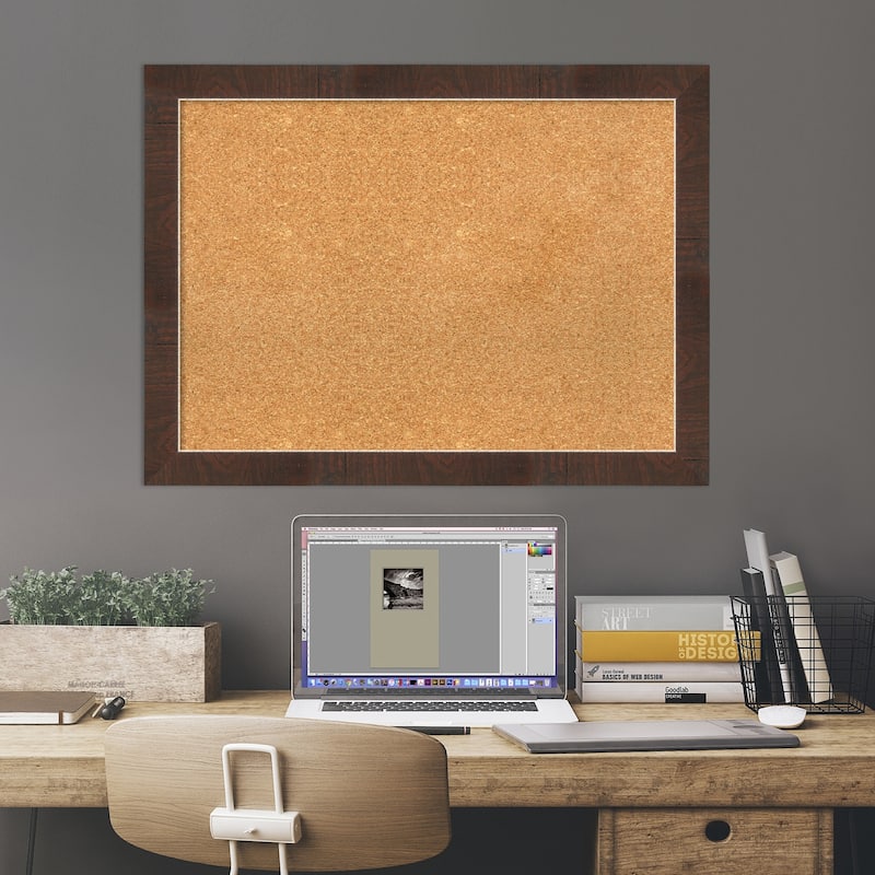 Wildwood Brown Narrow Framed Cork Bulletin Memo Board