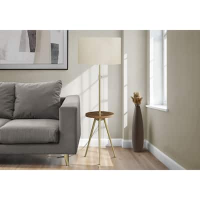 Lighting, Floor Lamp, 63"h, Gold Metal, Ivory / Cream Shade, Contemporary