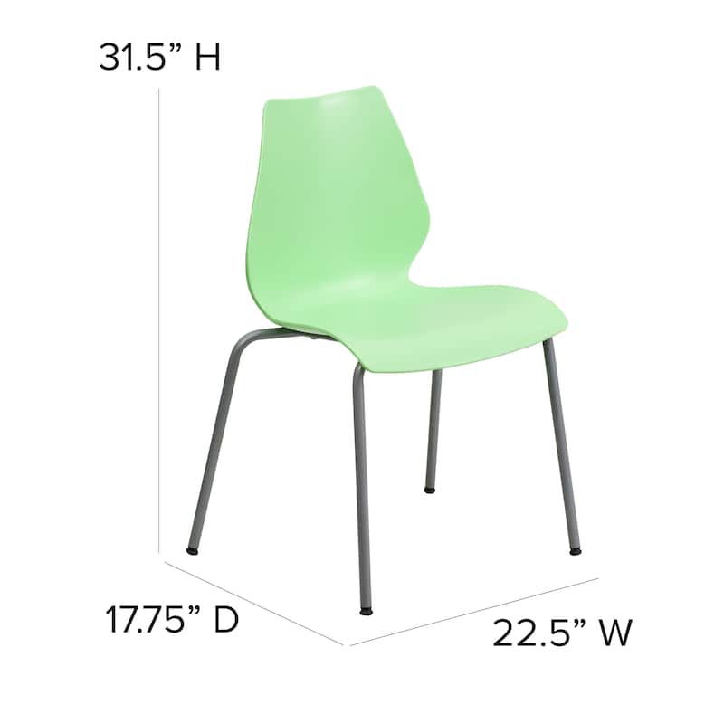 HERCULES Series Stack Chair with Lumbar Support and Silver Frame