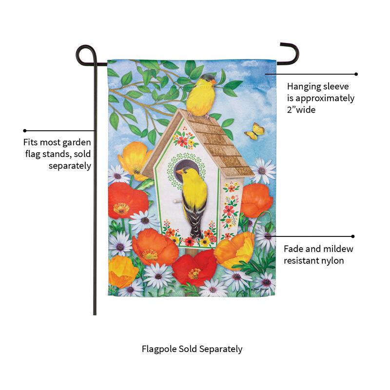 Yellow Finches Suede Garden Flag