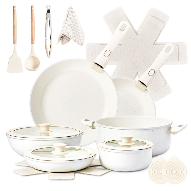 22 Pcs Nonstick Pots And Pans Set Cast Aluminum Cookware Set With Detachable Handles