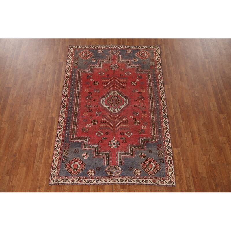 Vegetable Dye Qashqai Persian Antique Rug Tribal Wool Carpet - 4'9"x 7'5"