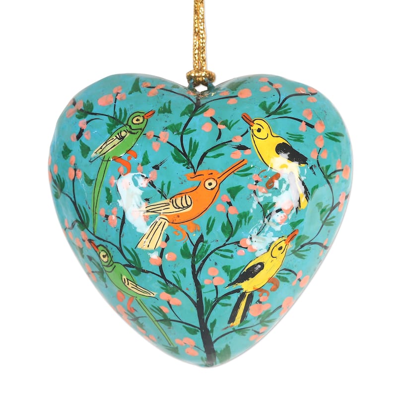 Novica Handmade Birds Of Kashmir Papier Mache Ornaments (Set Of 4)