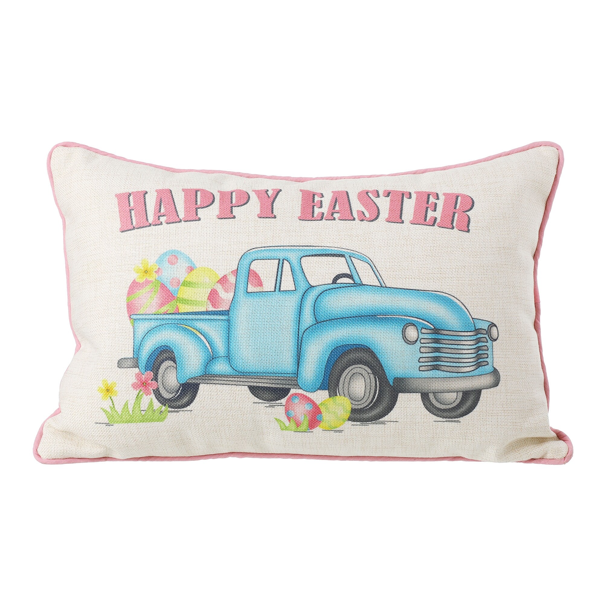 Happy Easter Bunny Ears - Spring Pillow Cover - 18x18 inches