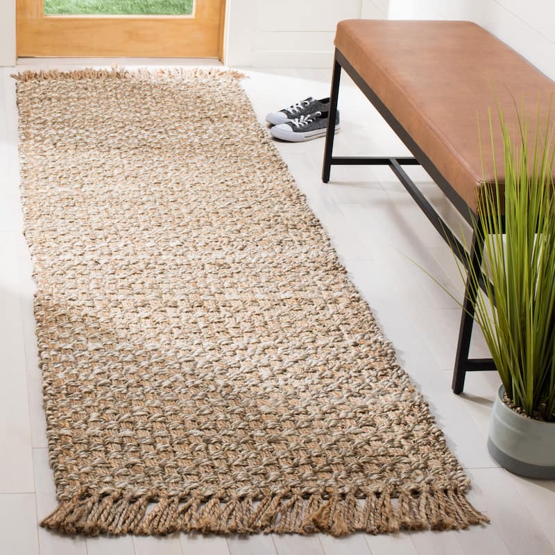 SAFAVIEH Flatweave Natural Fiber Tzipporah Casual Solid Jute Rug - 2'6" x 8' Runner - Natural/Grey - Runner