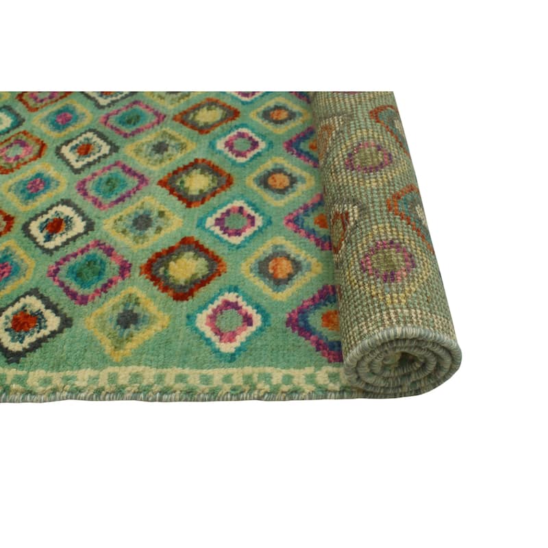 Balochi Aescford Lt. Green/Red Rug - 3'5" x 4'10"