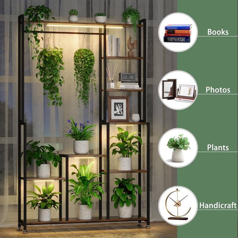 Large Plant Stand Indoor with Grow Light, 71"Tall Plant Shelf, 8 Tiered Heavy-Duty Metal Plant Stand, Flower Stand Display Rack