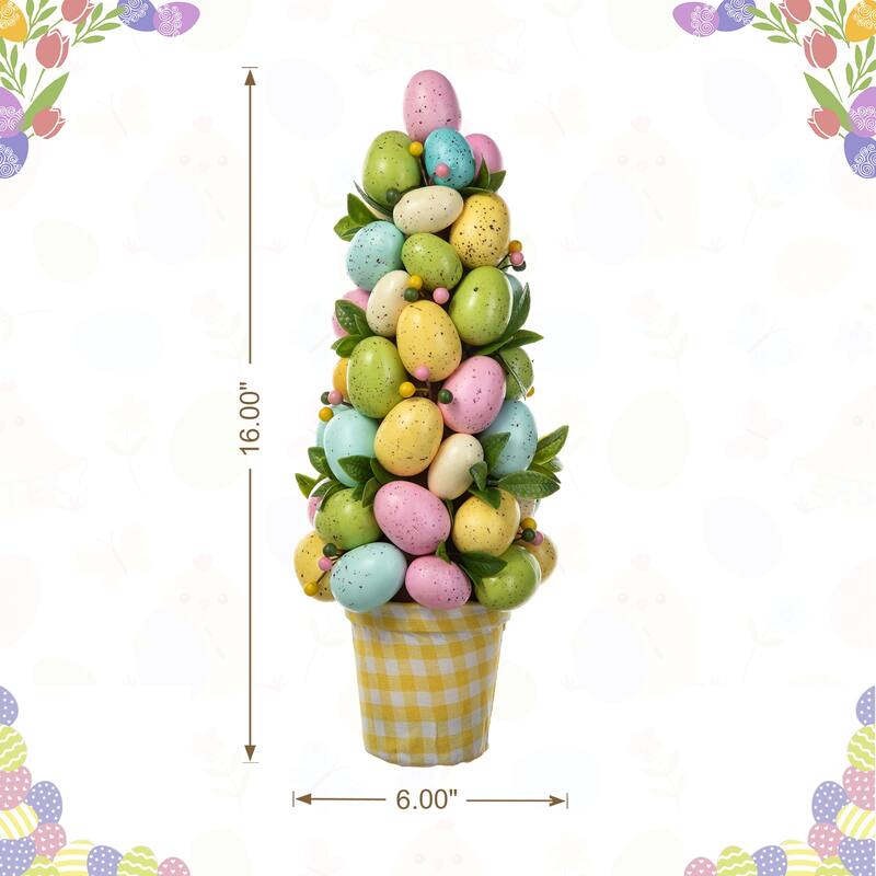Glitzhome 16"H Multicolor Easter Egg Table Tree Decor for Spring Party Supplies