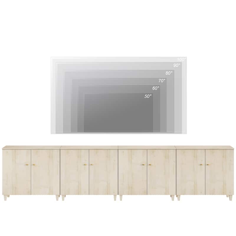 WAMPAT Wide TV Stand Cabinet, Entertainment Center with Doors, 32.4"H