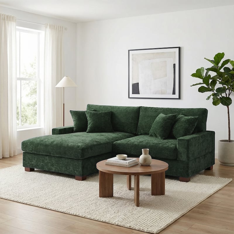 Modern Oversized Chenille Modular Sectional Sofa With Chaise