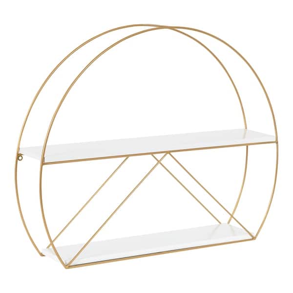 slide 8 of 12, Kate and Laurel Delmar Mid-century Modern Wall Shelf White/Gold - 26x5x21