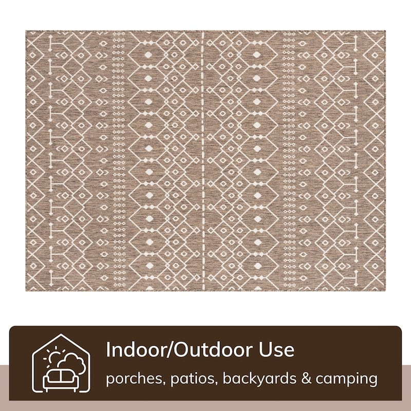 Well Woven Medusa Nord Nordic Lattice Indoor Outdoor Area Rug - 5'3" x 7'3" - Taupe