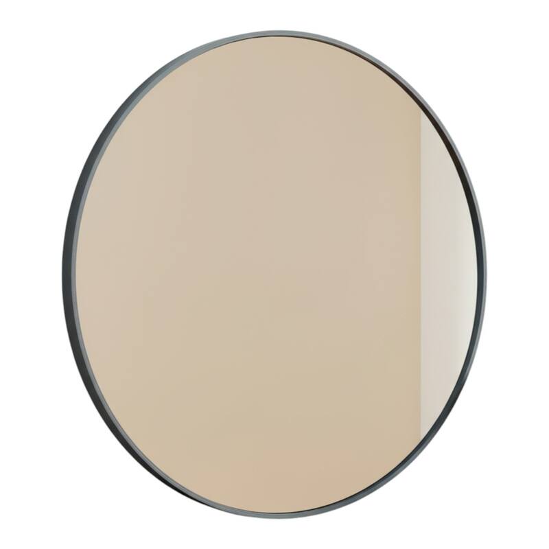 HomeRoots 24" Black Metal Round Framed Bathroom Vanity Mirror - 24.00 in. x 24.00 in. x 1.30 in.