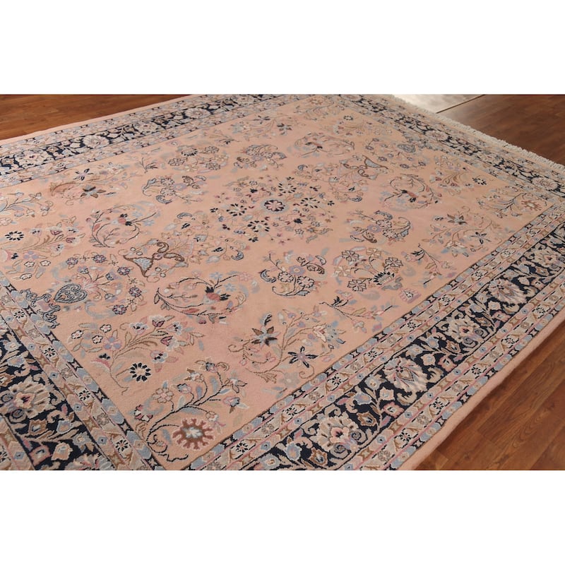 Pink Sarouk Oriental Area Rug Handmade Wool Carpet - 7'11"x 9'11"