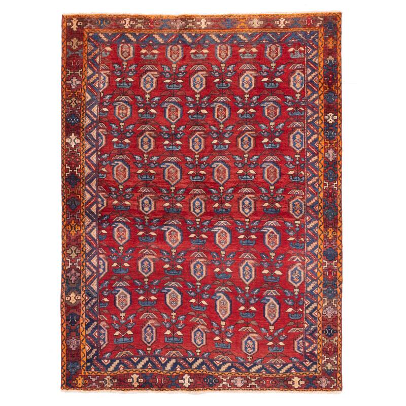 ECARPETGALLERY Hand-knotted Melis Red Wool Rug - 4'9 x 6'6