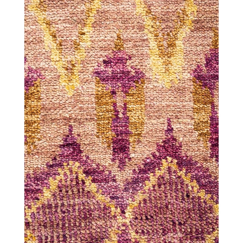 Overton Hand Knotted Wool Vintage Inspired Modern Contemporary Modern Purple Area Rug - 5' 0" x 11' 10"