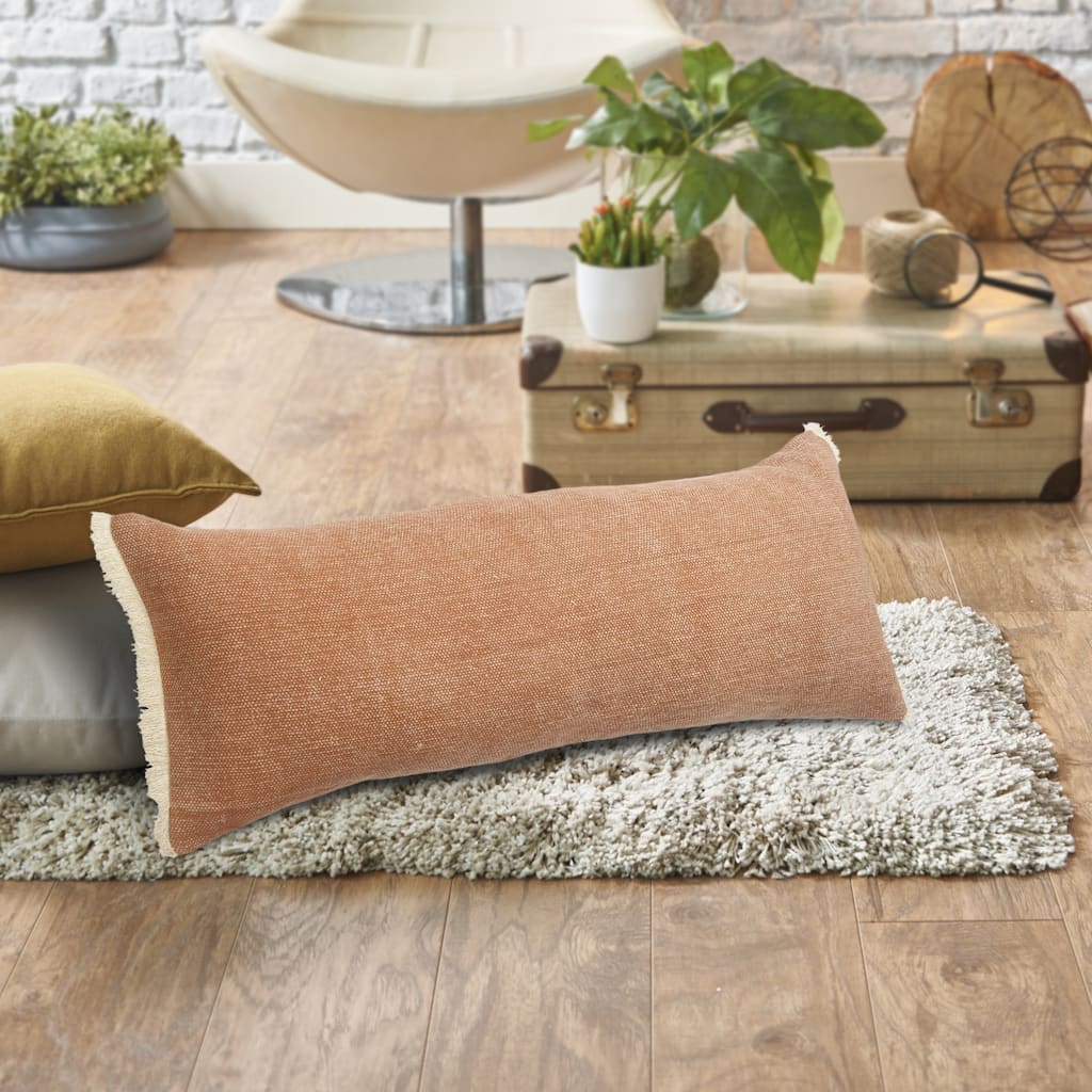 Caramel Coated Fringed Throw Pillow