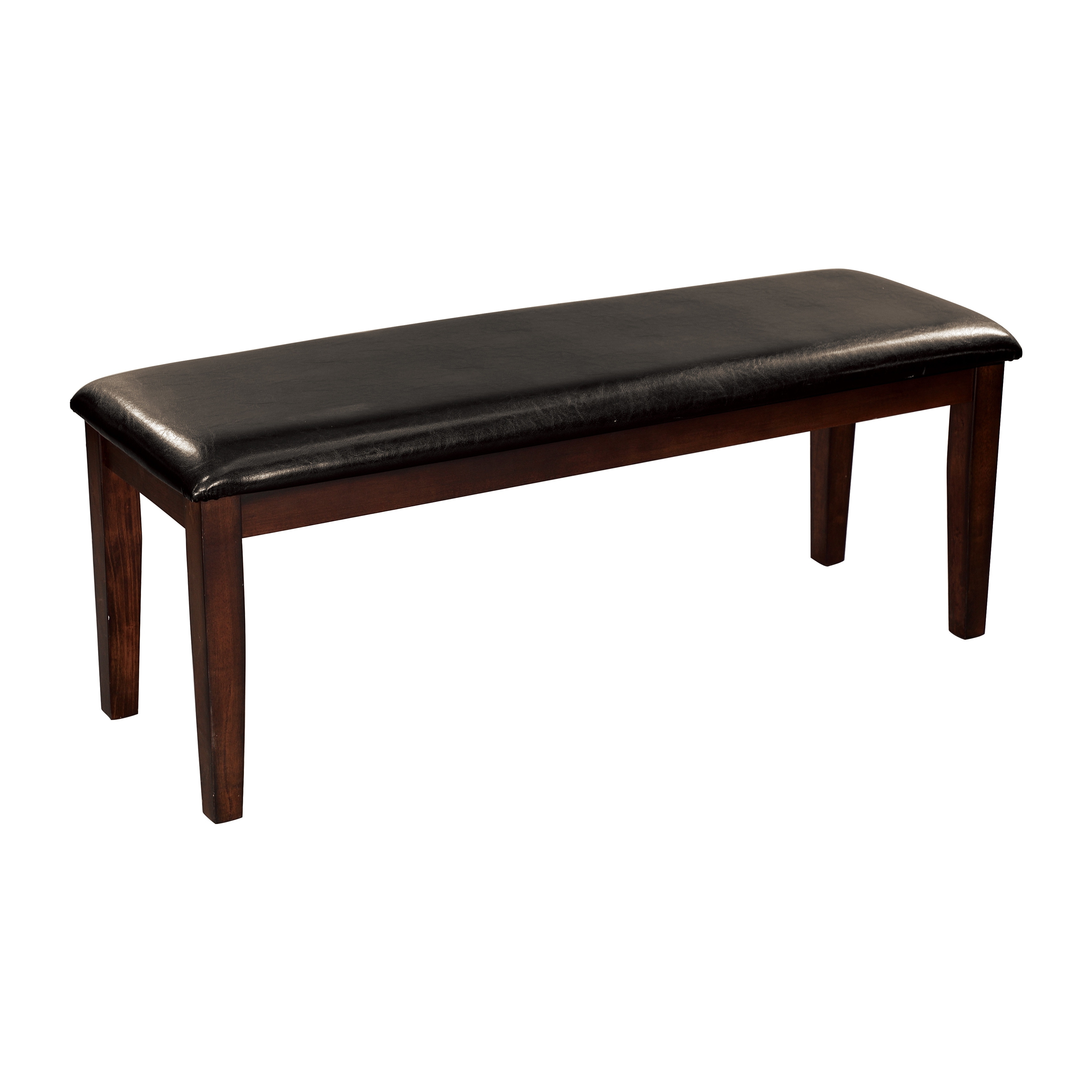 Classic Cherry Finish Wood Frame Bench Fabric Upholstered Seat