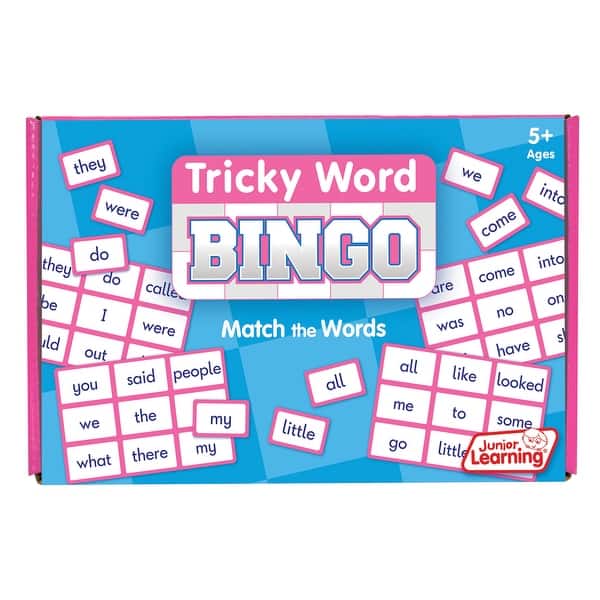 slide 2 of 5, Tricky Word Bingo Educational Learning Game - White