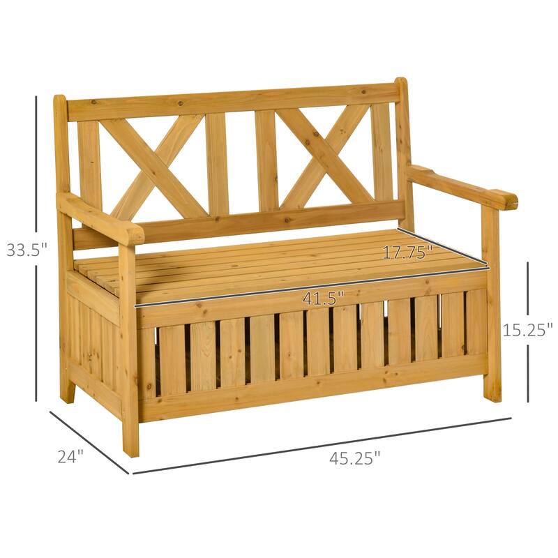 Patio Wooden Bench With Storage Box, Gallon Outdoor Storage Bench