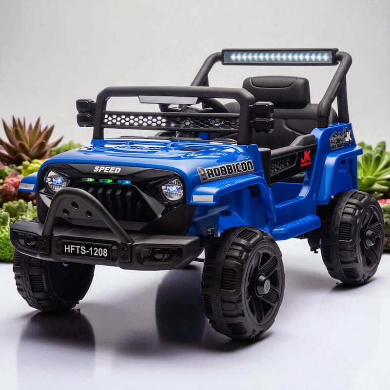 12V Kids Ride-On Electric Truck with Remote Control, 2WD, Four-Wheel Suspension, Bluetooth, MP3, LED Lights, for Ages 1-4 - Blue