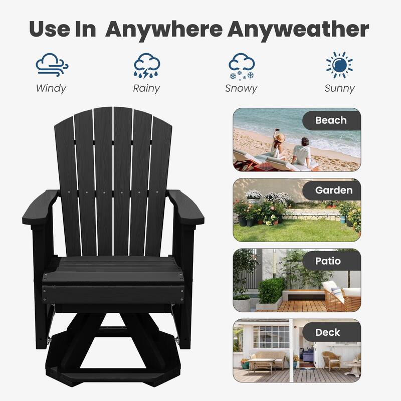 HDPE Adirondack Swivel Glider, Outdoor Patio Chair