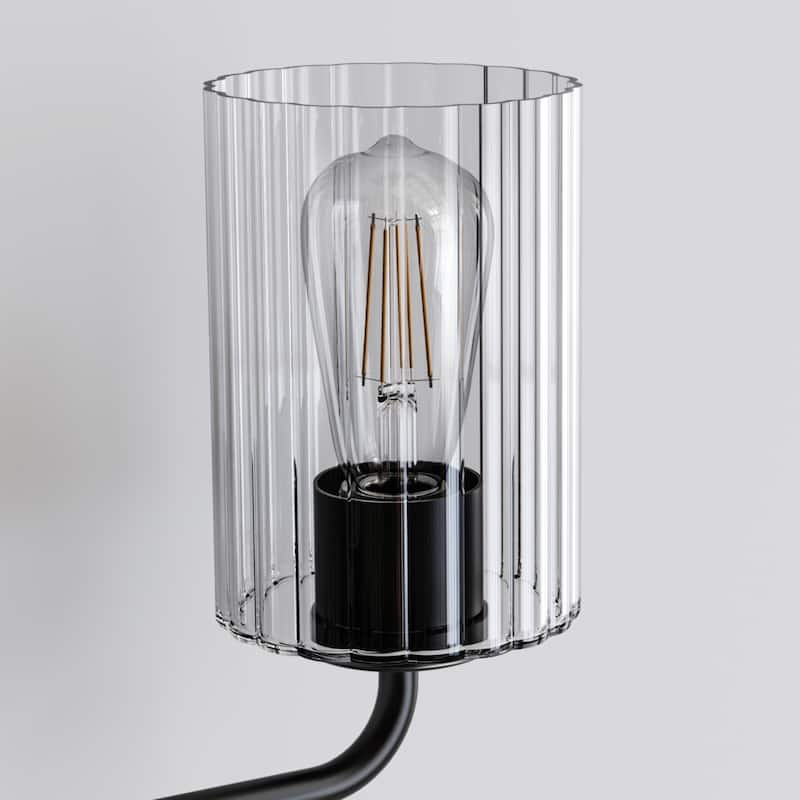 YANSUN 3-Pack 6.5in Cylindrical Fluted Glass Lamp Shades with Plum Blossom Pattern for Various Lighting Fxitures - 16*6*8