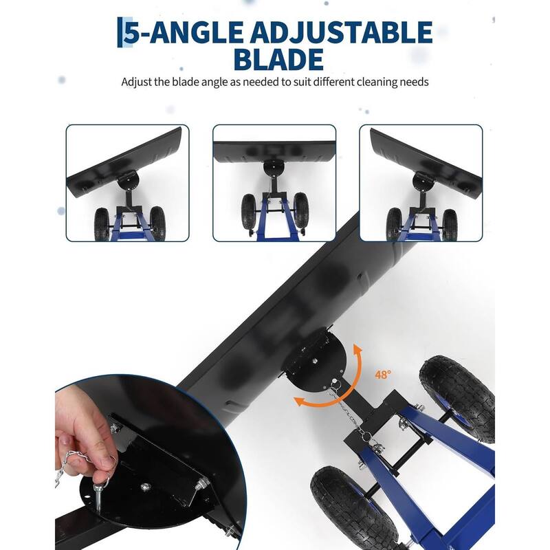 29.13x19.8 in Heavy Duty Rolling Snow Pusher Shovel for Driveway, Doorway, Sidewalk