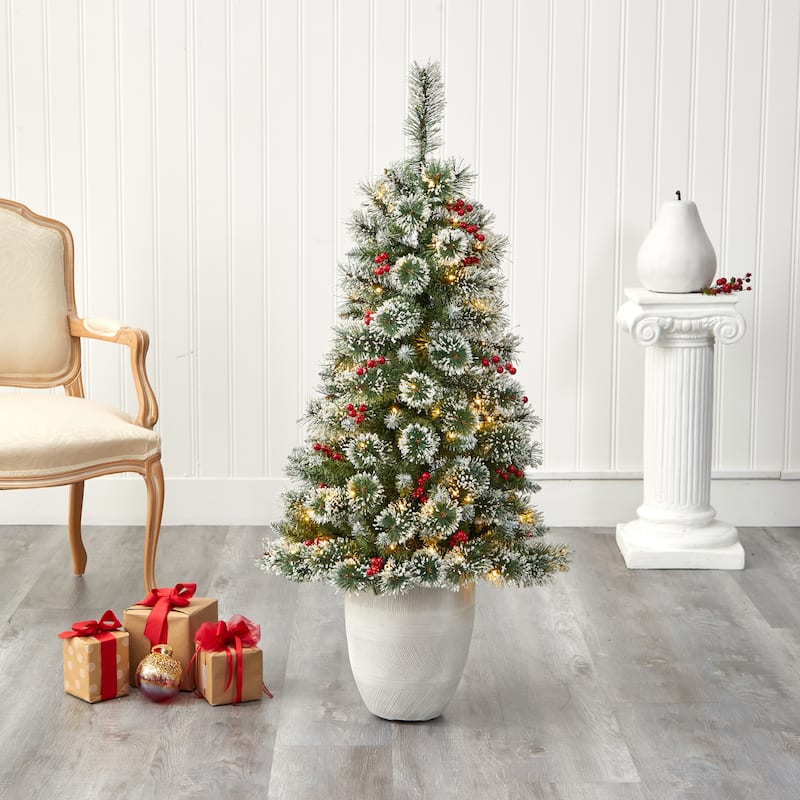 50" Artificial Christmas Tree with 100 LED in White Planter