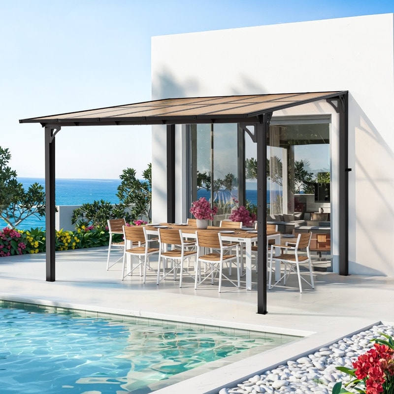 Outdoor Gazebo Pergola Aluminum Framed With Sloping Pitched Roof