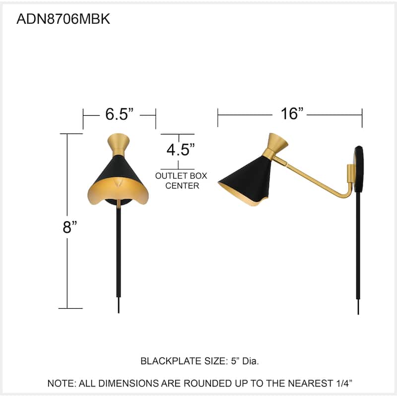 Arden 1-Light Matte Black Wall Sconce