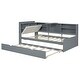 preview thumbnail 9 of 32, Wood Twin Size Platform Bed with Trundle, Shelves and Storage Headboard, Gray