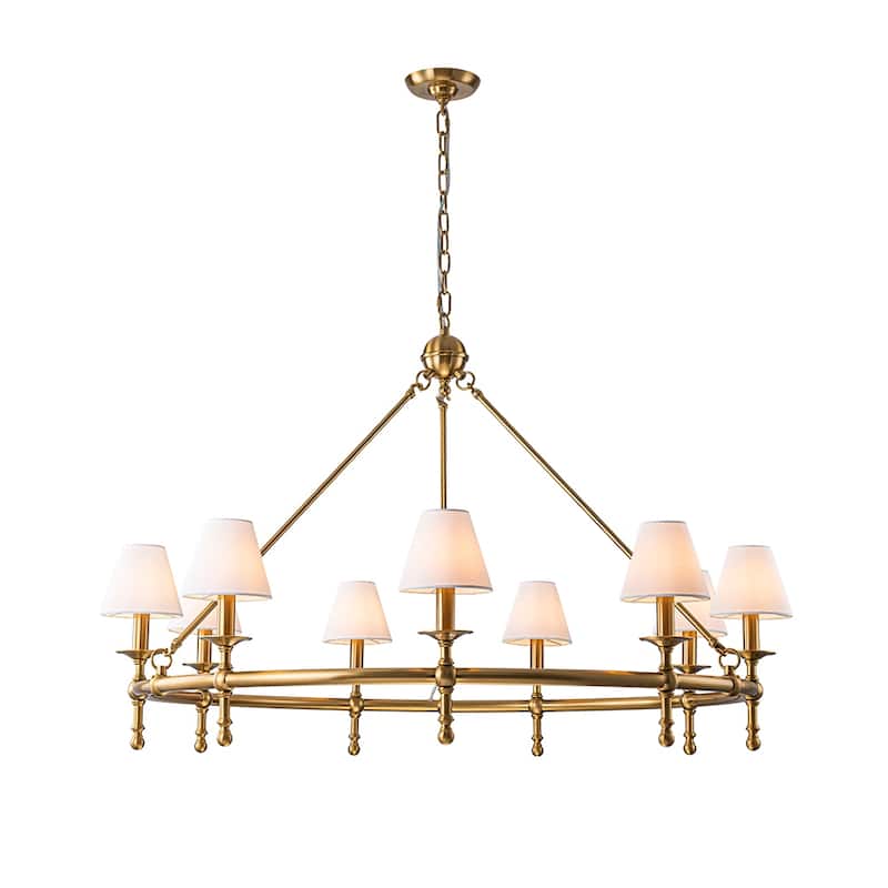 6-Light Classic Chandelier Pendant Fixture with White Shades for Elegant Interior Lighting