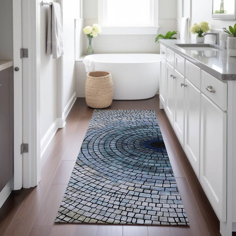 Machine Washable Indoor/ Outdoor Mosaic Rome Chantille Rug
