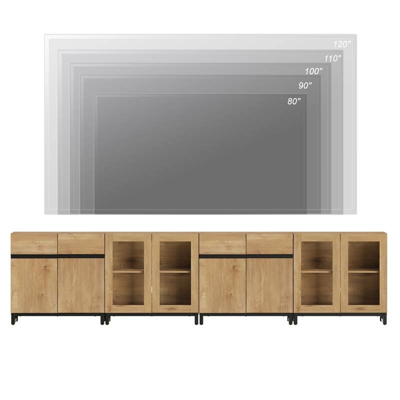Modern Dresser with Adjustable Shelves, 4 in 1 Storage Cabinet with Glass Doors
