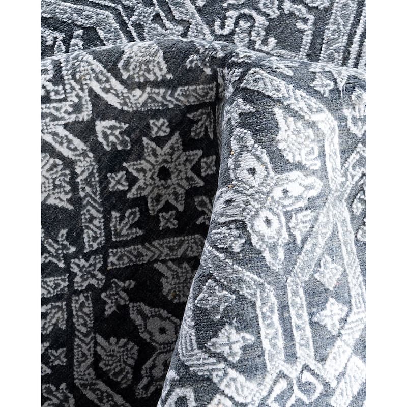 Ikat One-of-a-Kind Hand-Knotted Area Rug, Blue - 9' 1" x 12' 3"