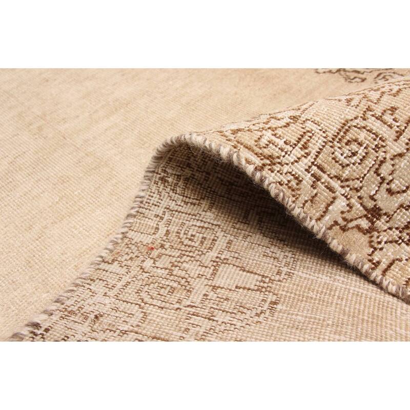 ECARPETGALLERY Hand-knotted Antalya Vintage Tan Wool Rug - 2'8 x 9'9