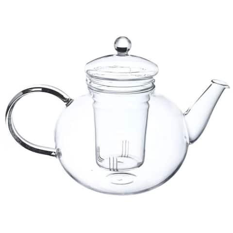 Borosilicate Glass 1.32 Quart Teapot with Removable Infuser - 7.5'' H x 8.5'' W x 8.5'' D