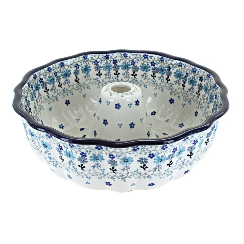 Blue Rose Polish Pottery A55 Ceramika Artystyczna Ring Cake Pan - Celeste