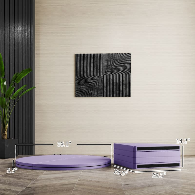 Foldable Pole Dance Safety Mat 3.5 Inch Thick EPE Foam Multi-Use Gymnastics Yoga Pilates Mat with Handles