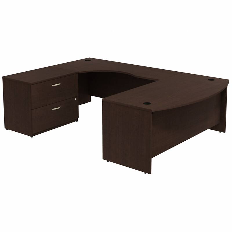 Series C 72W LH U Desk with File Cabinet by Bush Business Furniture - Mocha Cherry