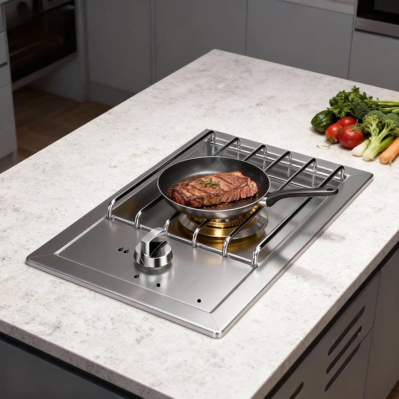 Single Grilling Side Burner, 15,000BTU Liquid Propane Side Burner, Convertible to Natural Gas, 304 Stainless Steel Built